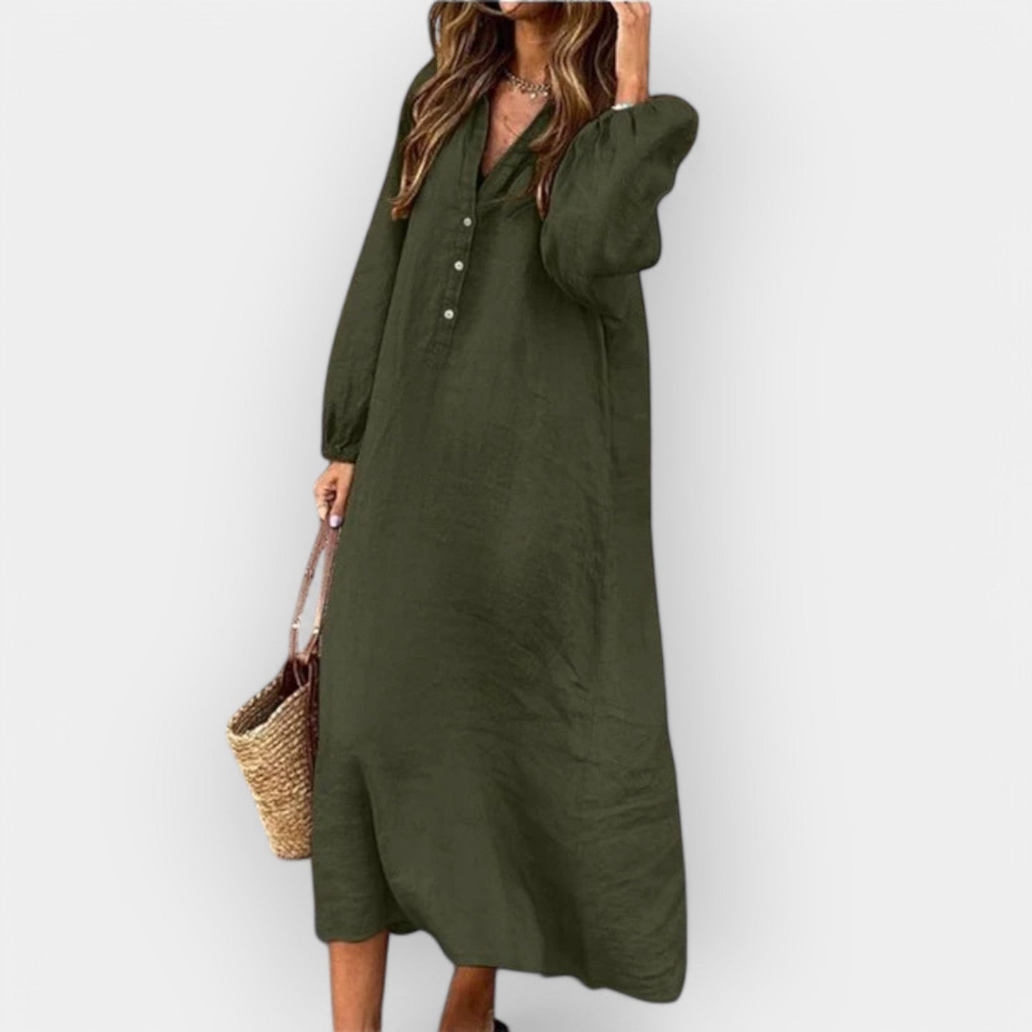 NIMA | Comfortable V-neck Linen Dress