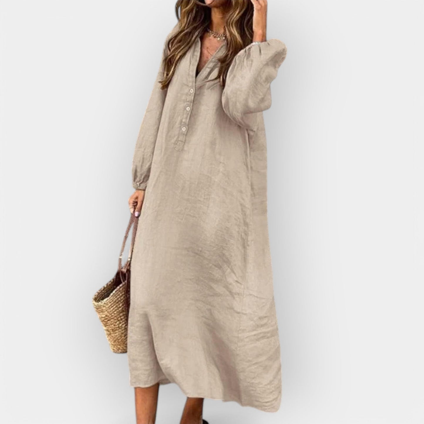 NIMA | Comfortable V-neck Linen Dress