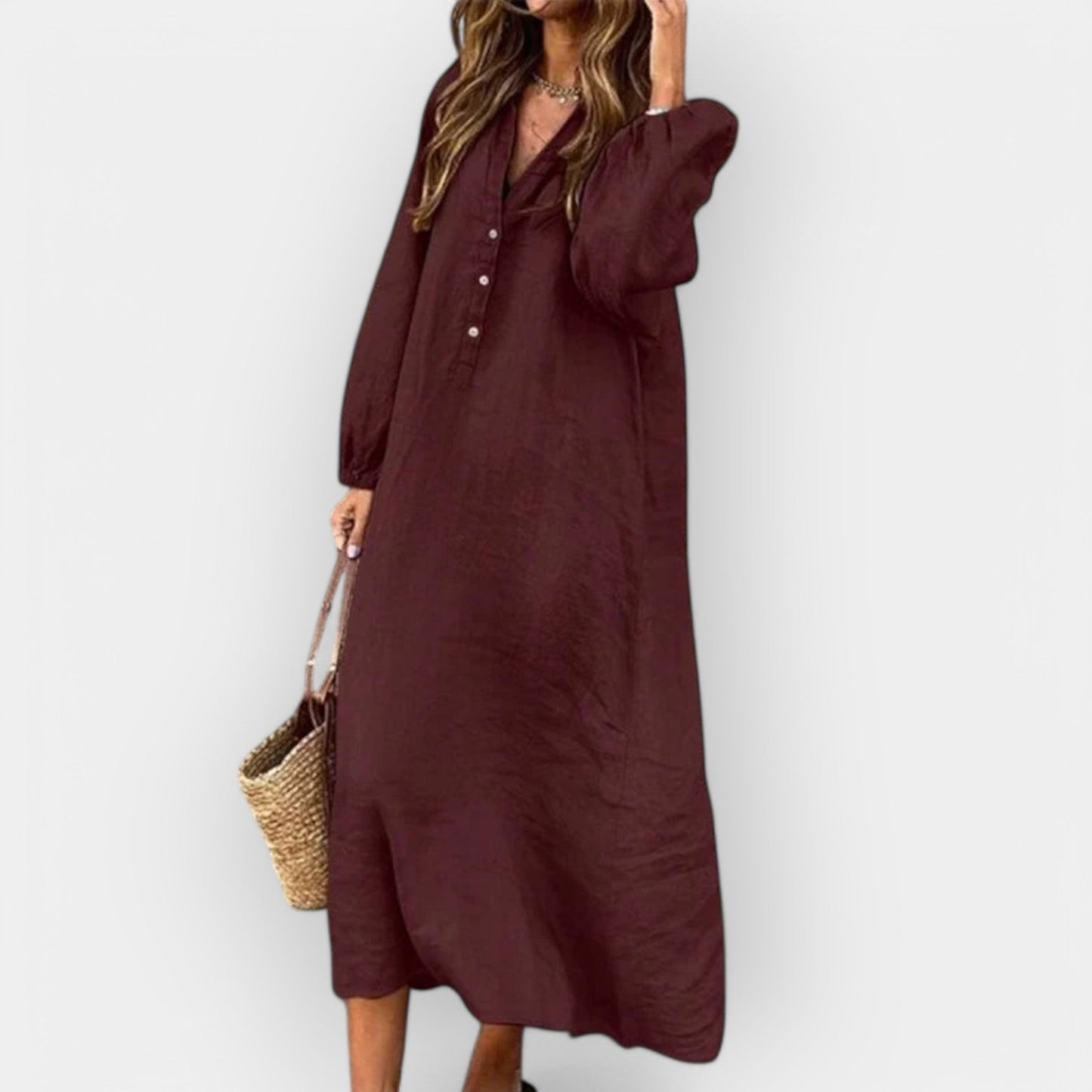 NIMA | Comfortable V-neck Linen Dress