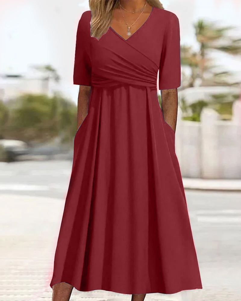 Pien - Crossover Dress With Short Sleeves